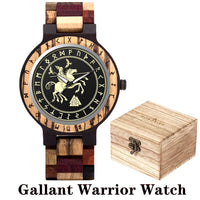 Viking Watches  Wooden Men Watch Top Japanese Quartz Movement Wristwatch with Helm of Awe Runic Circle Fashion Gift Box
