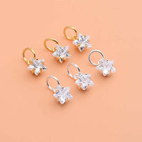Real Solid 925 Sterling Silver Real Pure Solid 925 Sterling Silver Pendant Star Cubic Zircon Gold Suspension Necklace Bracelet Jewelry Making Findings Charms