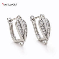 Fashion 18K Gold Plated Leaf Earring Hook Clasps for Earring Making Supplies,Inlaid Zircon Ear Wie Hooks Fastener Accessories