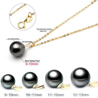 Natural Black Pearl Necklace Jewelry,Real 18K Gold Pendant Tahitain Pearl Jewelry for Women Anniversary Gift