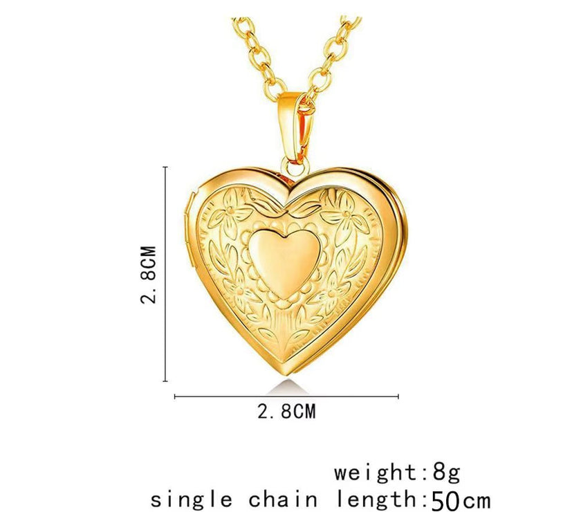 Love Heart Secret Message Locket Necklace Pendant DIY Photo Picture Locket Vintage Gift for Lover Couples Custom Message