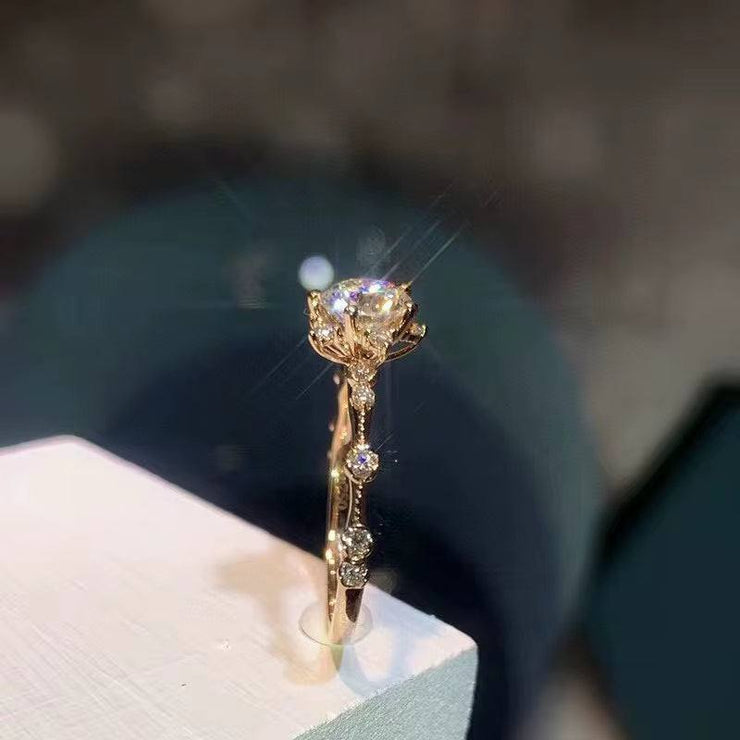 Crackling Moissanite Gemstone Ring for Women Jewelry Engagement Ring for Wedding Real 925 Silver Rose Gold Plated Birthday Gift