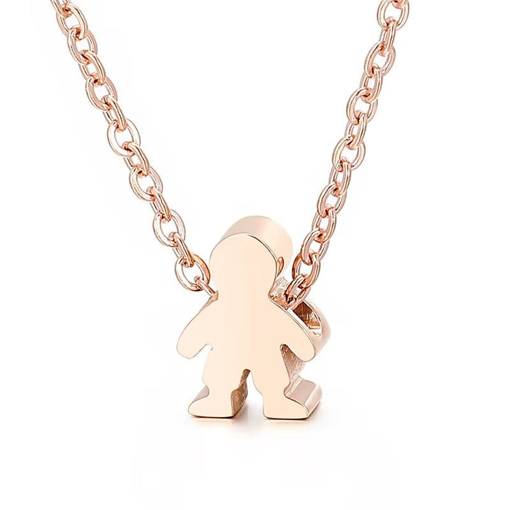 Boy Girl Kid Pendant Women Necklace Name Date Child Family Jewelry Engraved Stainless Steel Gold Color Jewelry