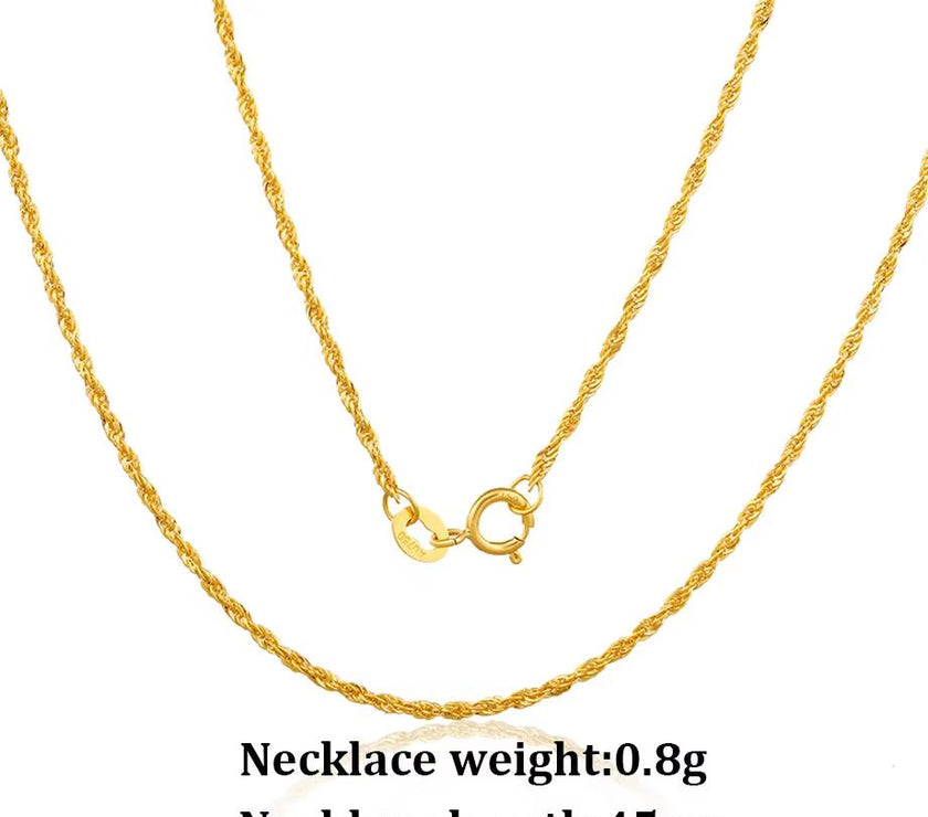 YUNLI Real 18K Gold Twisted Chain Necklace Simple Style Pure AU750 Hemp Rope Chain for Women Fine Jewelry Gifts