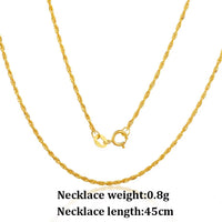 YUNLI Real 18K Gold Twisted Chain Necklace Simple Style Pure AU750 Hemp Rope Chain for Women Fine Jewelry Gifts