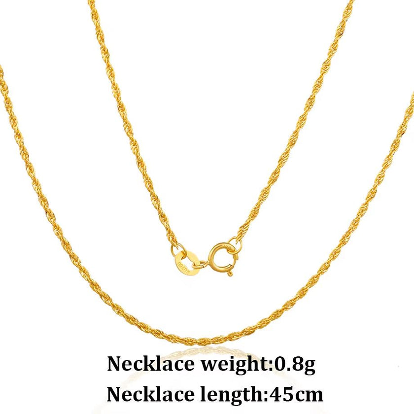 YUNLI Real 18K Gold Twisted Chain Necklace Simple Style Pure AU750 Hemp Rope Chain for Women Fine Jewelry Gifts