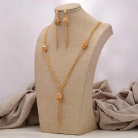 Fashion New Gold Color Wedding Jewelry Set Party Bride Women with Earrings Necklace