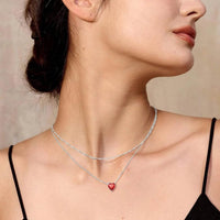 Dainty Silver Necklace Women 925 Sterling Silver Birthstone Love Heart Necklace, Birthday Valentines Gift
