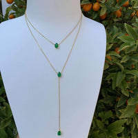 Gold Color Tear Drop Cubic Zirconia Double Layer Choker Lariat Long Women Necklace European Female Fashion Jewelry
