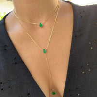 Gold Color Tear Drop Cubic Zirconia Double Layer Choker Lariat Long Women Necklace European Female Fashion Jewelry