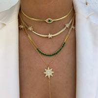 4MM Width Herringbone Chain CZ Evil Eye Charm Choker Necklace Gold Color 2023 New Design Fashion Women Jewelry