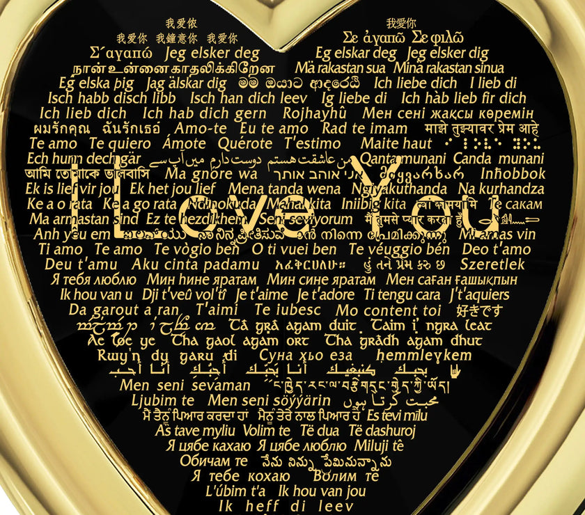 Gold Plated Silver Heart Pendant I Love You Necklace 120 Languages 24k Gold Inscribed
