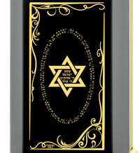 Men's Star of David Necklace Shema Israel Pendant 24k Gold Inscribed on Onyx