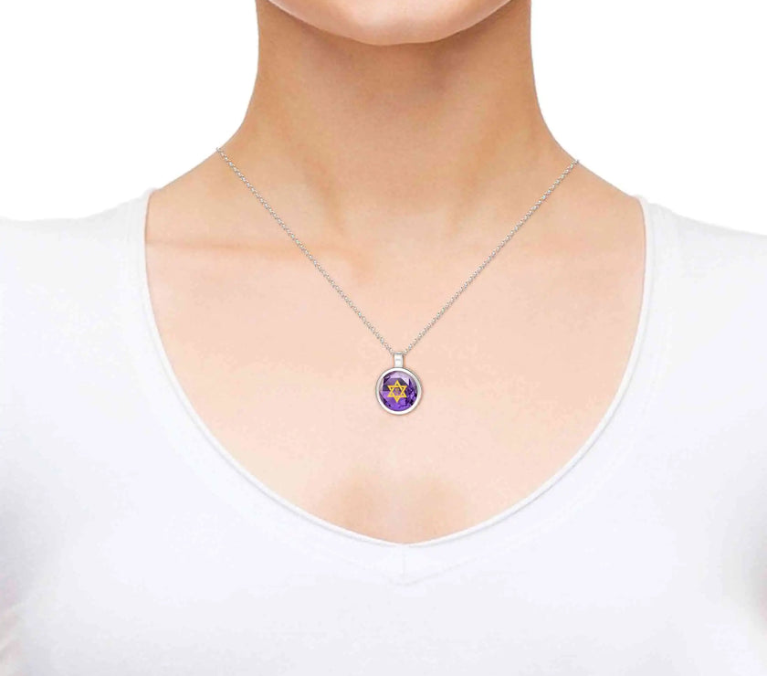 925 Sterling Silver Star of David Necklace 24k Gold Inscribed Shema Israel Pendant
