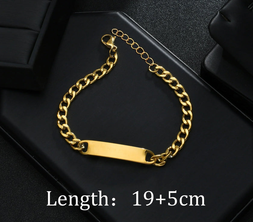 Sifisrri Engraved Name Letter Date Bracelets Women Men Stainless Steel Adjustable Bangles for Boys Girls Kids Jewelry Gift