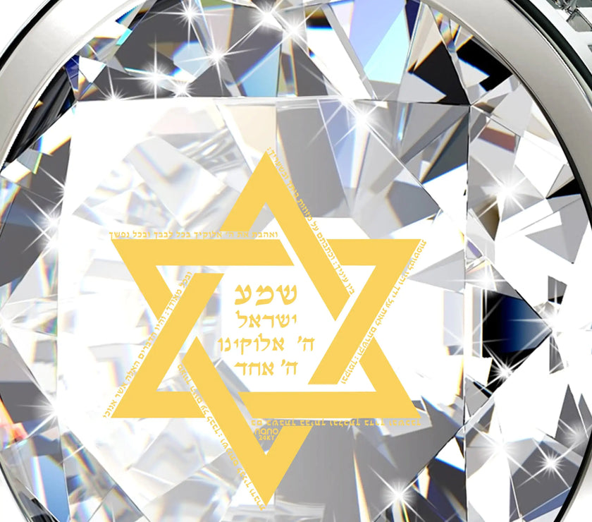 925 Sterling Silver Star of David Necklace 24k Gold Inscribed Shema Israel Pendant