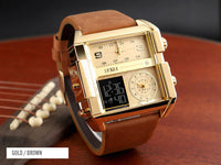 Mens SKMEI Men Watch Large Dial Digital Quartz Sport Stopwatch Leather Wristwatch New