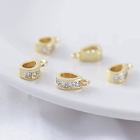 Brass Micro Pave Cubic Zirconia Pendant Bails Pinch Clips Necklace Connector Jewelry Components Metal Hook Accessories Findiuan