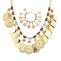 Fashion Color Austrian Crystal Golden Oman Coin Allah Tassel Women Charm Necklaces Muslim Party Wedding Luxury Jewelry Gift