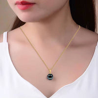 Natural Black Pearl Necklace Jewelry,Real 18K Gold Pendant Tahitain Pearl Jewelry for Women Anniversary Gift