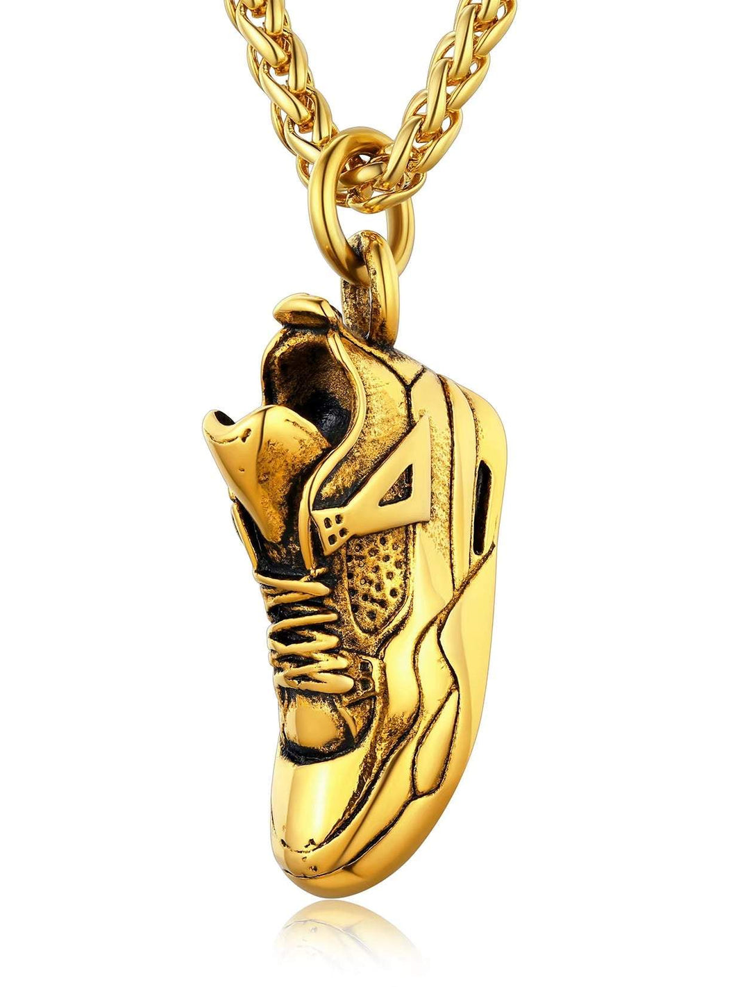 Jewelry Stainless Steel Sneaker Necklace for Man Black Gold Color Running Sport Shoe Charm Runner Sport Lover Steampunk Punk Jewelry