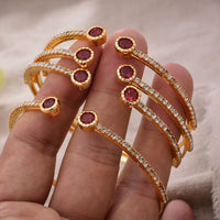 24K 4Pcs/Lot Dubai Ethiopian Gold Color Colored Stones Cuff Bangles for Women Wife Wedding Jewelry Bangles&Bracelet Gifts