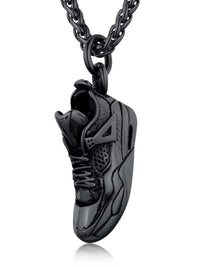 Jewelry  Stainless Steel Sneaker Necklace for Man Black Gold Color Running Sport Shoe Charm Runner Sport Lover Steampunk Punk Jewelry