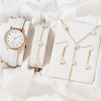 4PCS Set Luxury Watches Set Women Rhinestone Fashion Elegant Wristwatch Quartz Watch Ladies Clock for Women Relogio Rose Gold