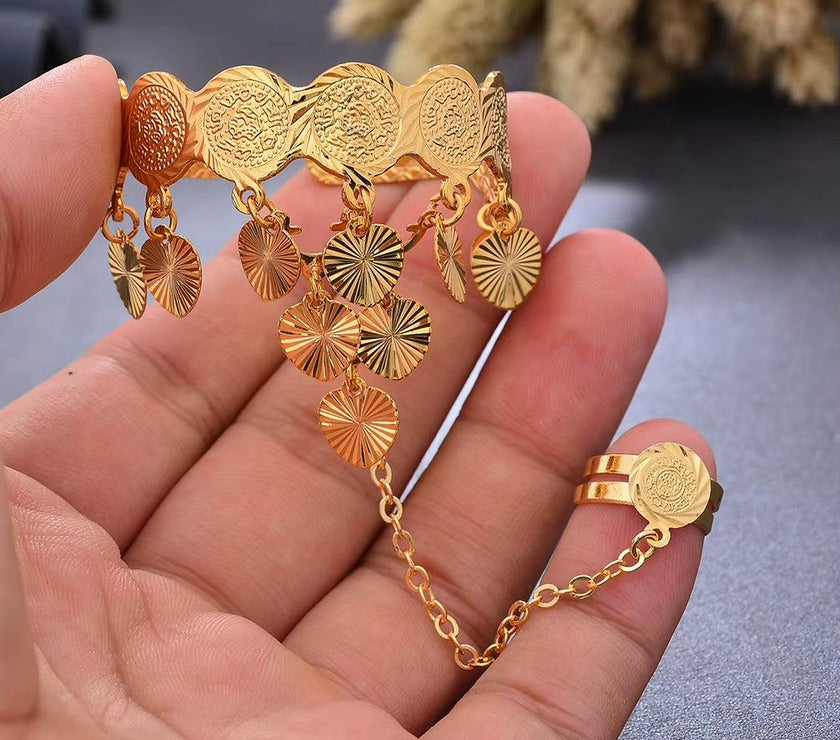 Gold Color Copper Coin Baby Bangles for Kids Cild Dubai Israel Jewelry Gold Cuffbracelet Ring Boys Children Arab Birthday Gifts