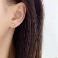 YUNLI Real 18K Gold Stud Earrings Simple Shiny Ball Design Pure AU750 Solid Gold for Women Fine Jewelry Gift EA001