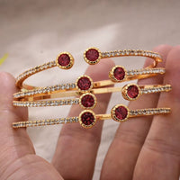 24K 4Pcs/Lot Dubai Ethiopian Gold Color Colored Stones Cuff Bangles for Women Wife Wedding Jewelry Bangles&Bracelet Gifts