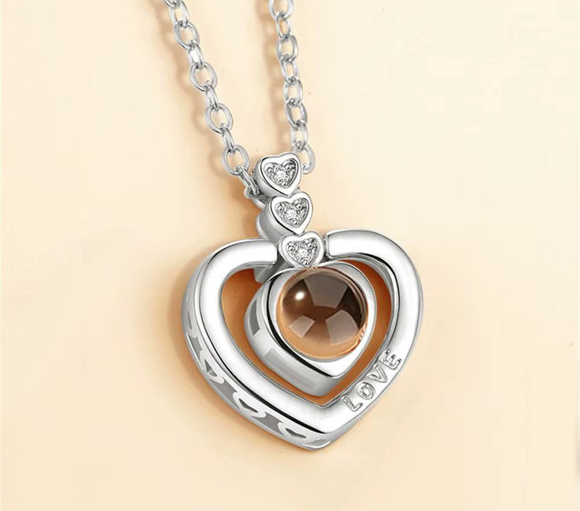 Love Heart Secret Message Locket Necklace Pendant DIY Photo Picture Locket Vintage Gift for Lover Couples Custom Message