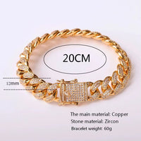 Miami Cuban Link Bracelet for Men Real Gold Plated Hip Hop Jewelry