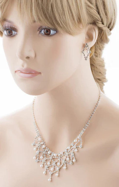 Elegant Bridal Wedding Jewelry Set Crystal Rhinestone Pearl WT
