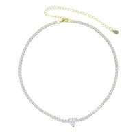 Valentine'S Day Gift Heart Design Fashion Jewelry Gold Color 3Mm CZ Tennis Chain Colorful Heart Stone Choker Necklace