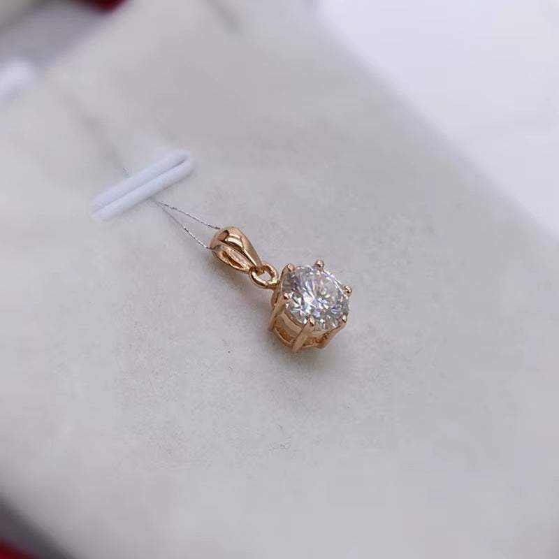 Real 18K White Gold Pendant 1CT Moissanite Necklace 6.5MM VVS Lab Diamond Rose Gold Fine Jewelry for Women Engagement Gift Au750