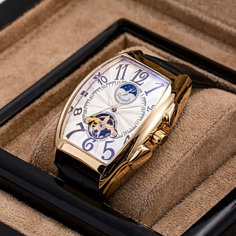 Men'S Watches Fashion Moon Phase Tourbillon Watches Men Automatic Mechanical Wristwatches Relogio Masculino Reloj Hombre