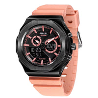 SMAEL Sport Watches Women 50M Waterproof Lady Watches Pink Lover Gifts 8102 Dual Time Diaplay Watches Digital LED Back Light