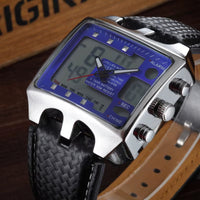 OHSEN Watches Men Sports Watches Men Dual Display Quartz Wristwatches Leather Men'S Watches Relogio Masculino Reloj Hombre