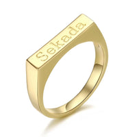 Custom Engraved Name Bar Ring Initial Letter Ring Women Jewelry Stackable Minimalist Textured Bar Rings Gift