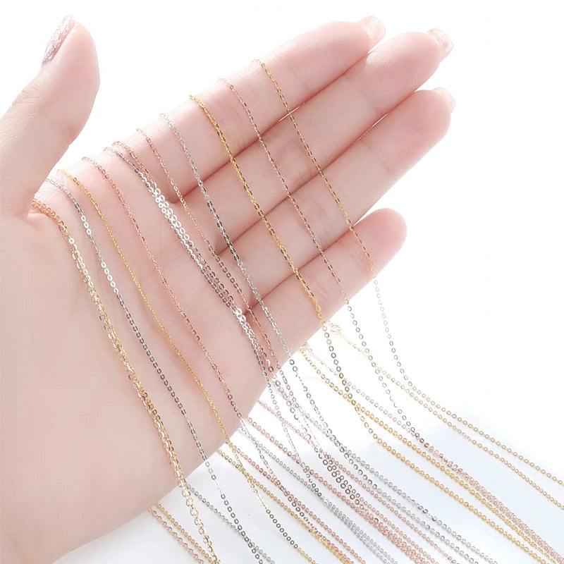 YUNLI Real 18K Gold Necklace Simple O-Shaped Chain Solid AU750 Pendant Chain for Women Fine Jewelry Gift