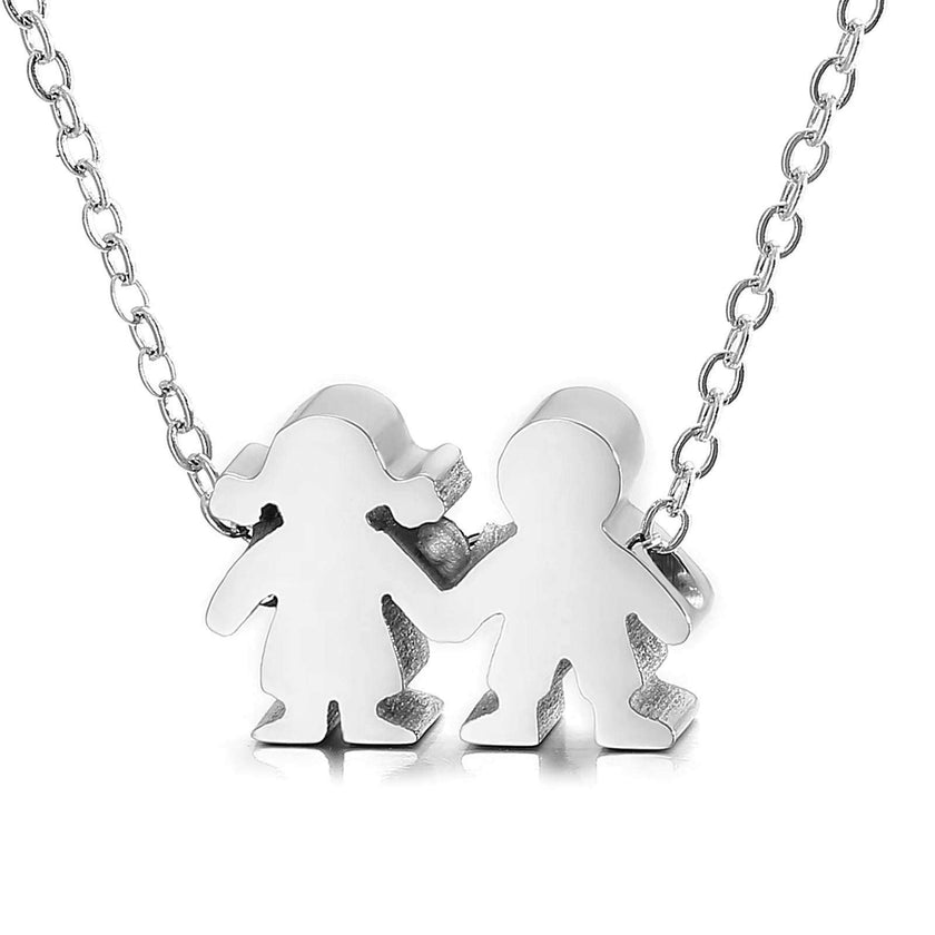 Boy Girl Kid Pendant Women Necklace Name Date Child Family Jewelry Engraved Stainless Steel Gold Color Jewelry