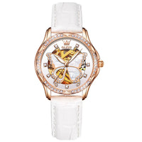 Automatic Watches for Women Luxury Rose Gold Skeleton Mechanical Waterproof Luminous Women Bracelets Watches Elegant Set