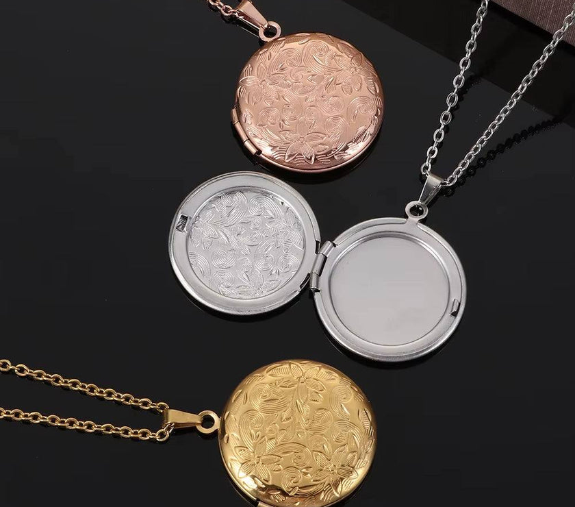 Love Heart Secret Message Locket Necklace Pendant DIY Photo Picture Locket Vintage Gift for Lover Couples Custom Message