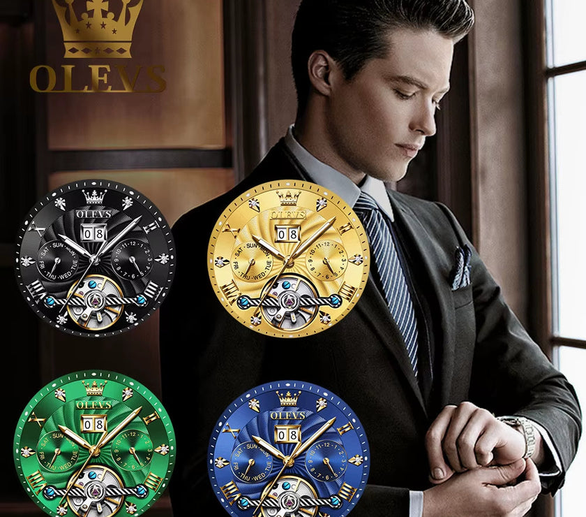 Mechanical Watches Automatic Watch Men Waterproof Stainless Steel Strap Skeleton Gold Watch Male Wristwatch