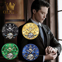 Mechanical Watches Automatic Watch Men Waterproof Stainless Steel Strap Skeleton Gold Watch Male Wristwatch