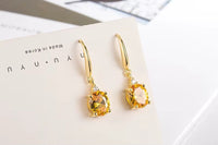 14K Yellow Gold Jewerly Drop Earring for Women Orecchini Aretes De Mujer Real Gold Jewelry Topaz Gemstone Drop Earrings