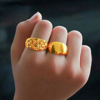 Fine 18K Gold Color Full Sky Star Rings for Women Men Bro Solid Plated Ring Adjustable Wedding Party Christmas Jewelry Gifts
