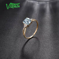 14K 585 Yellow Gold Ring for Women Diamond Sky Blue Topaz Rings Gold 585 Real Original Anniversary Fine Jewelry