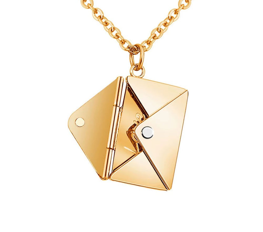 Love Letter Envelope Pendant Necklace Customized Stainless Steel Jewelry Confession Love You for Valentine Day Mother Day